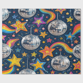 Papel De Regalo Disco Ball Stars Wrap