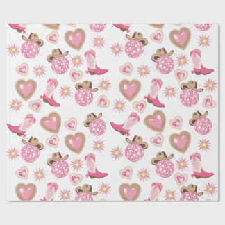 Papel De Regalo Disco Cowgirl Valentine Wrapping Paper