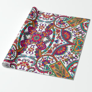 Papel De Regalo Diseñador de arte folclórico tradicional, étnico,