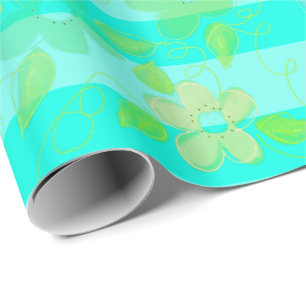 Papel De Regalo Diseñador de cumpleaños feliz con flores Verde azu