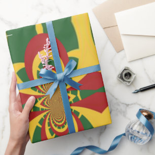 Papel De Regalo Diseñar tu propio rasta Colores Oro Rojo y Verde