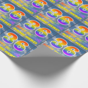 Papel De Regalo Diseño "36" & "FELIZ CUMPLEAÑOS", Nubes, Cielo con