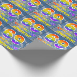 Papel De Regalo Diseño "69" & "FELIZ CUMPLEAÑOS", Nubes, Cielo con