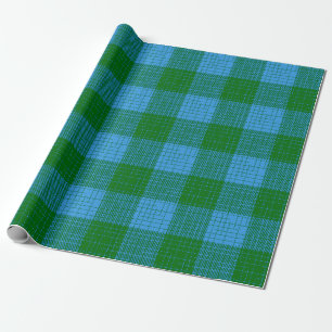 Papel De Regalo Diseño a cuadros entrecruzados azul y verde