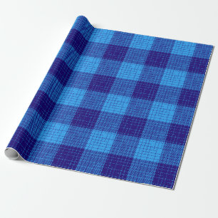 Papel De Regalo Diseño a cuadros gruesos con trama cruzada azul