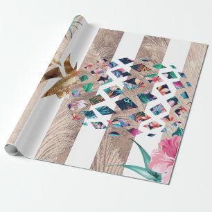 Papel De Regalo Diseño a rayas de piña floral