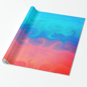 Papel De Regalo Diseño abstracto azul verde y Naranja