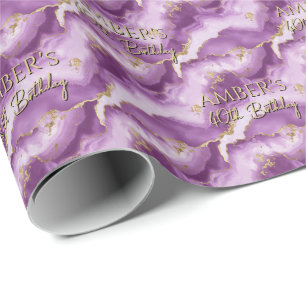 Papel De Regalo Diseño abstracto de mármol de oro púrpura