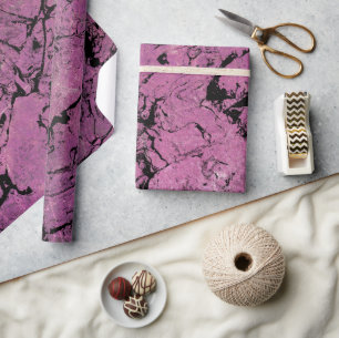 Papel De Regalo diseño abstracto de mármol rosa y negro