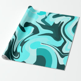 Papel De Regalo Diseño abstracto de remolinos de aqua y azul teñid