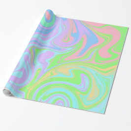 Papel De Regalo Diseño abstracto de Swirl Pink Blue Green
