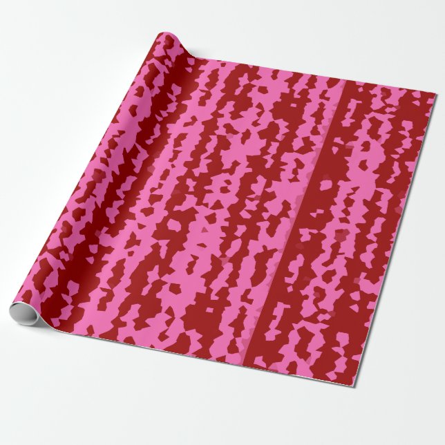 Papel De Regalo Diseño abstracto irregular rosa granate rojo (Desenrollado)
