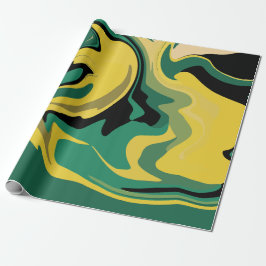 Papel De Regalo Diseño abstracto verde y amarillo fluido