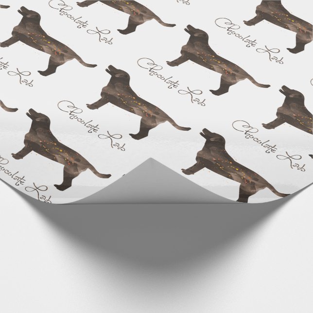 Papel De Regalo Diseño acuarela de Chocolate Lab (Esquina)