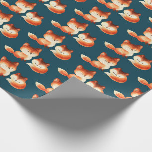 Papel De Regalo Diseño acuático de 2 zorros rojos pequeños