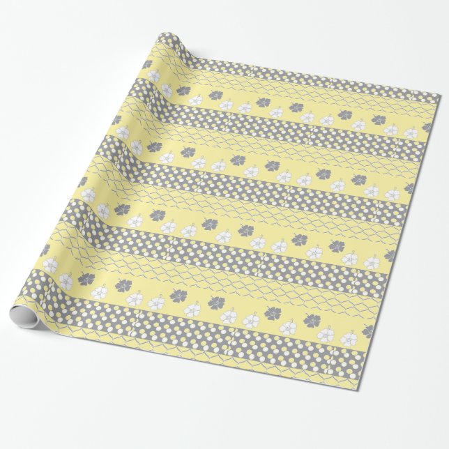 Papel De Regalo Diseño amarillo y gris (Desenrollado)