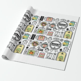 Papel De Regalo Diseño animal de la ventana del modelo del navidad