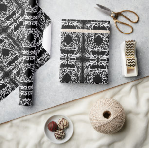 Papel De Regalo Diseño Art Déco Vintage en Blanco y Negro