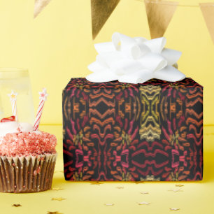 Papel De Regalo Diseño Artístico de Cinta con Tonos de Naranja Roj