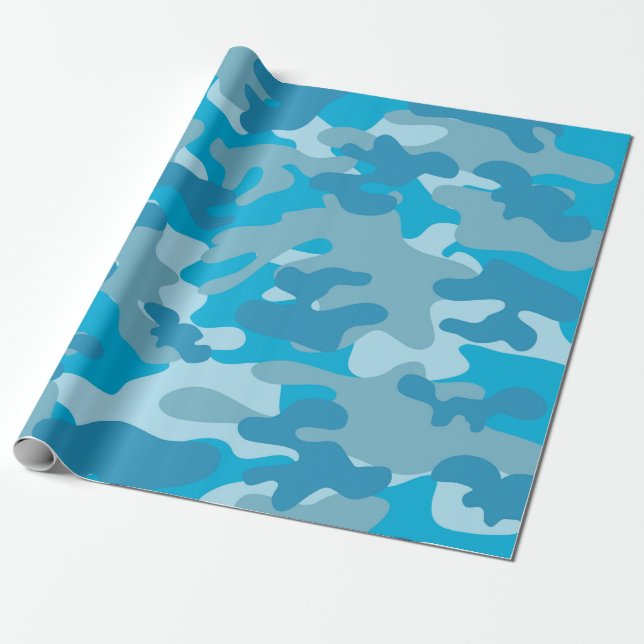 Papel De Regalo Diseño azul y gris de Camo (Desenrollado)