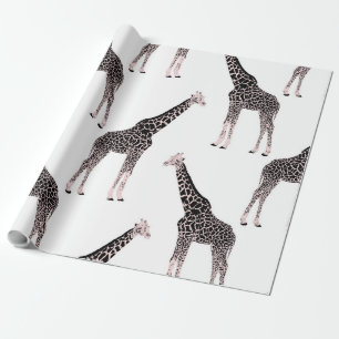Papel De Regalo Diseño blanco animal de jirafa rosa y negra