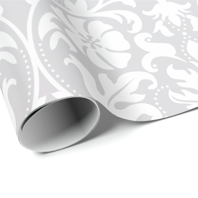 Papel De Regalo Diseño blanco floral hermoso de la boda del (Esquina del rollo)