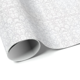 Papel De Regalo Diseño blanco floral hermoso del damasco