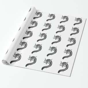 Papel De Regalo Diseño blanco y negro de Dragon