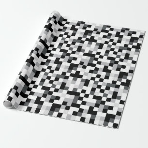 Papel De Regalo Diseño blanco y negro del pixel