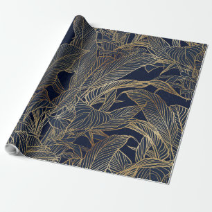 Papel De Regalo Diseño botánico de la planta de flotación de or