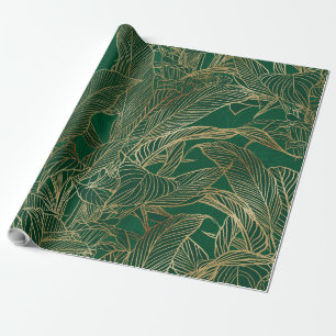 Papel De Regalo Diseño botánico de la planta de follaje de oro v
