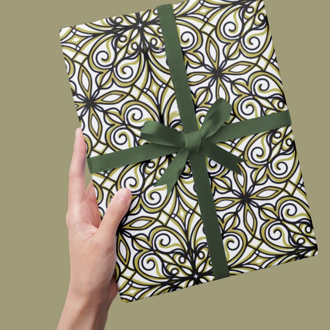 Papel De Regalo Diseño de abanico verde y negro (Subido por el creador)