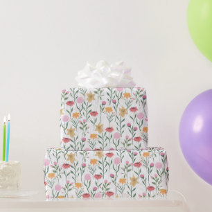 Papel De Regalo Diseño de acuarela de flores silvestres coloridas