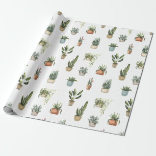 Papel De Regalo diseño de acuarela de macetas