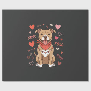 Papel De Regalo Diseño de amor perro Pitbull XOXO San Valentín
