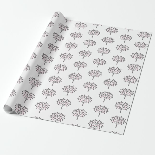 Papel De Regalo diseño de árbol de bayas (Desenrollado)