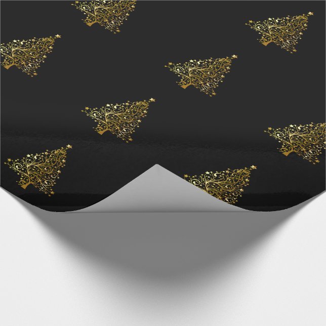 Papel De Regalo Diseño de árboles para Navidades de espárragos neg (Esquina)
