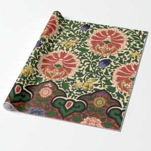 Papel De Regalo Diseño de Arte Floral Loto Rojo Chinoiserie de Owe