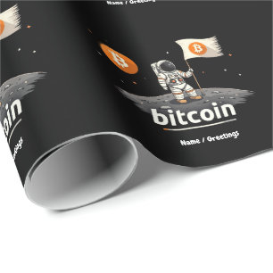 Papel De Regalo Diseño de Astronauta Bitcoin Crypto Moon BTC