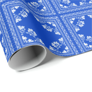 Papel De Regalo Diseño de bandana azul y blanca