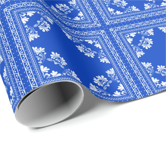 Papel De Regalo Diseño de bandana azul y blanca (Esquina del rollo)