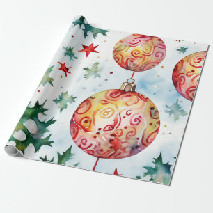 Papel De Regalo Diseño de bolas para Navidades rojos clásicos