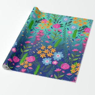 Papel De Regalo Diseño de Bonito de flores de jardín degradado Blu