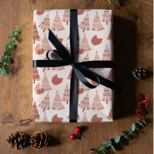 Papel De Regalo diseño de borlas boho y adornos de Navidad