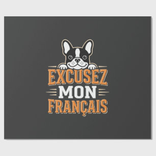 Papel De Regalo Diseño de Bulldog Francés Excusez Mon Franais