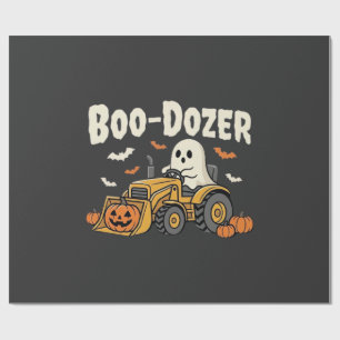 Papel De Regalo Diseño de bulldozer fantasma de Halloween Boo-Doze