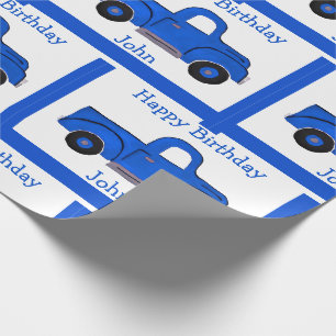 Papel De Regalo Diseño de camión azul vintage pintado a mano