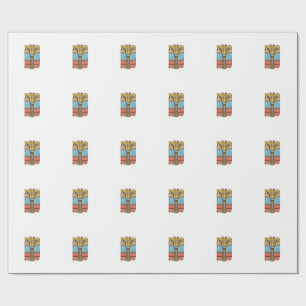 Papel De Regalo Diseño de camisa de rayas retro jirafa grabada vin