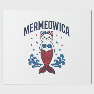 Papel De Regalo Diseño de camiseta de gato meremático patriótico_1