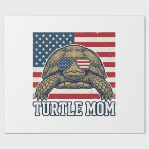 Papel De Regalo Diseño de camiseta de mamá tortuga patriótica vint